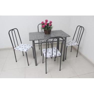 Imagem de Mesa de Jantar de cozinha com 4 Cadeiras tampo Granito verdadeiro M-RI