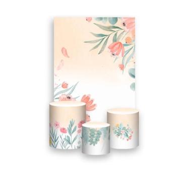 Imagem de Painel De Festa Vertical 1,50 x 2,20 + Trio De Capas Cilindro - Floral