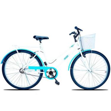 Imagem de Bicicleta Retrô Feminina Forss Rose Aro 26 - Azul Bebe, Branco, Azul b