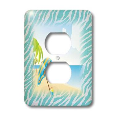 Imagem de 3dRose Lsp_112471_6 Cena de praia no Aqua Zebra Light Switch Cover