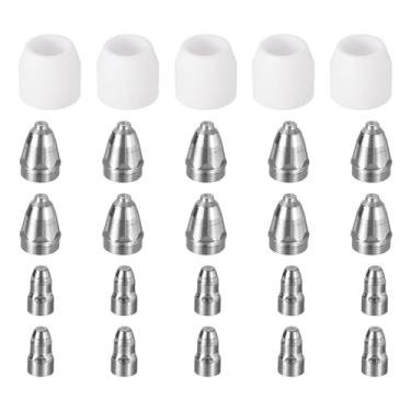 Imagem de HARFINGTON 25 peças de eletrodos de bocal de cortador de plasma P80 e kit de consumíveis de copo de cobertura, ponta de bocal de 1,3 mm