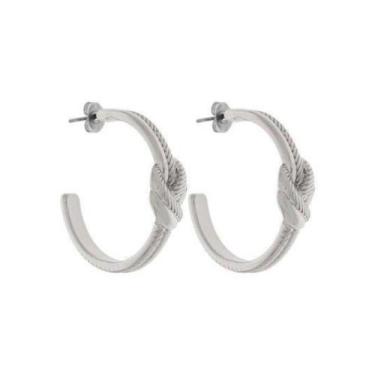 Imagem de Brinco Argola Minimalista Elegante Nó - GEMERSON BIJOUX, Prata
