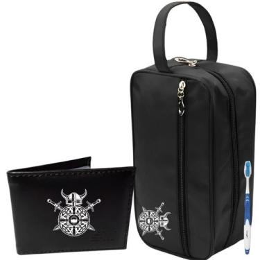 Imagem de Kit Nécessaire Preta Premium Com Carteira Executiva Vikings - STM