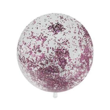 Imagem de Balão Bubble Transparente com Confete Hexagonal Rosa Claro - 11" 26cm 