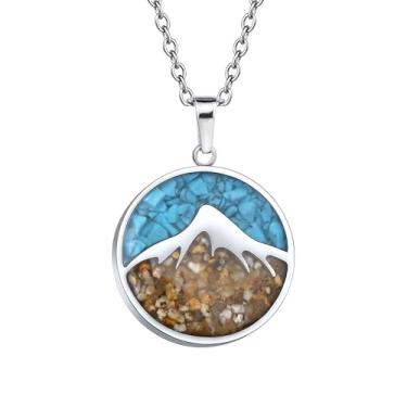 Imagem de Lauren-Spencer Colar feminino com pingente de pedra preciosa de sodalita turquesa com pingente de lascas roladas círculo delicado colares de cordilheira para mulheres, joias naturais para presente,