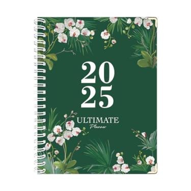 Imagem de Agenda 2025 – Agenda semanal e mensal A4 para atingir metas 21,6 cm x 28 cm, encadernação em espiral, etiquetas mensais, ideal para material de escritório escolar, Phalaenopsis