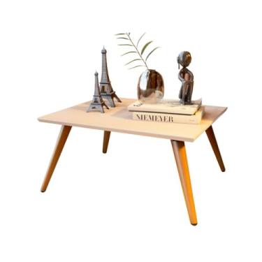 Imagem de Mesa de Centro Retangular Pés Palito Mesinha Para Sala Apoio Madeira(Off White)