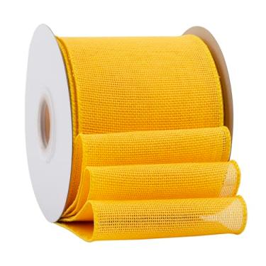 Imagem de Ribbonitlux Fita de Juta Amarela com Arame, 4 Polegadas X 20 Jardas, Fita de Juta com Borda de Arame para Embrulho de Presente, Laço Grande, Guirlanda E Decoração de Árvore de Natal