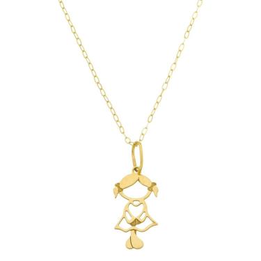 Imagem de Colar Bailarina De Ouro 18k Feminino 45cm Pingente Filha