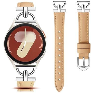 Imagem de DEALELE Pulseiras compatíveis com Samsung Galaxy Watch 7 / FE / 6/6 Classic / 5/5 Pro / 4/4 Classic / 3 41 mm / Huawei GT3 / GT2 de 42 mm, couro macio de 20 mm com pulseira em forma de D para mulheres