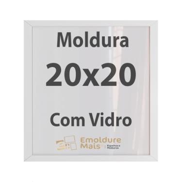 Imagem de Moldura 20x20 Branca Com Vidro, para Quadros Decorativo para sala, quarto, escritório, poster, casa, fotos, Certificados, Diplomas, Alvara Porta Retrato.