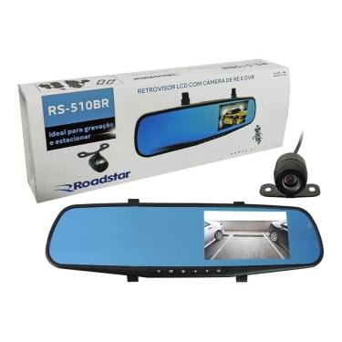 Imagem de Retrovisor Com Câmera de Ré e Frontal Tela 4,3 RS510BR dvr segurança cabo 6 metros camera filmadora