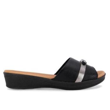 Imagem de Tamanco Plataforma Peeptoe Feminino Usaflex AF041801 Preto-Feminino