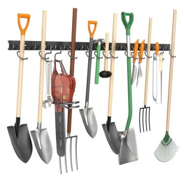 Imagem de TORACK Suporte de plástico para esfregão e vassoura, organizador de ferramentas de jardim para parede de garagem, rack de armazenamento de ferramentas de quintal para ancinhos, pás, esfregões e