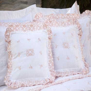Imagem de Almofada Decorativa Bordada 600 Fios Rivieri Branco Vilela Enxovais 2 Peças