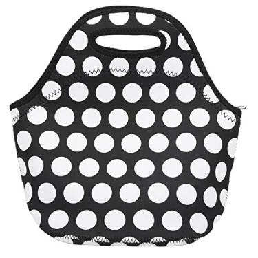 Imagem de Bolsa de Lancheira Térmica Isolada Em Neoprene, Almoço para Piquenique, Adequado para o Trabalho (Círculo preto e branco)