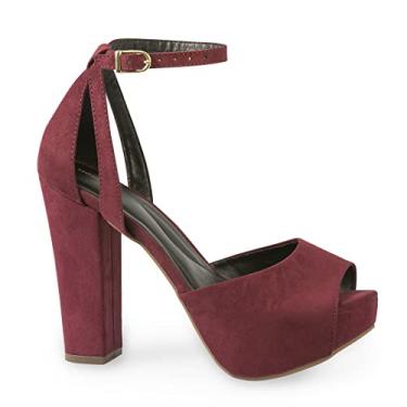 Imagem de Sandália Modarpe Meia Pata Salto Alto Feminina M07 Cor:Vermelho;Tamanho:39