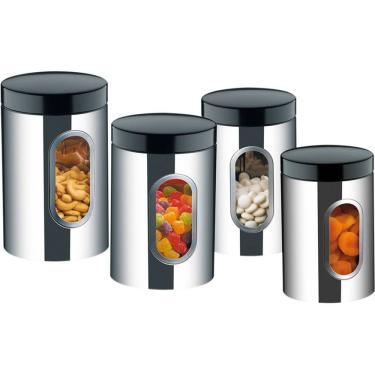 Imagem de Conjunto De Potes Inox Com Visor S 4 Peças Suprema Brinox Cinza
