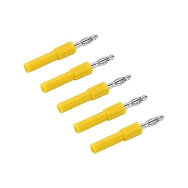 Imagem de 5pcs 4mm Adaptador de Plugue de Banana Forte Conectividade Alta Condutividade Conversão Banana Plug de 4 Mm a 2 Mm Adaptador de Sonda para Usos Multifuncionais (Amarelo)