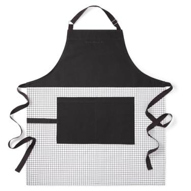 Imagem de KitchenAid Avental Gourmet Series Gridlines Big Chef, resistente a água e manchas, preto fosco, tamanho adulto 81 x 71 cm