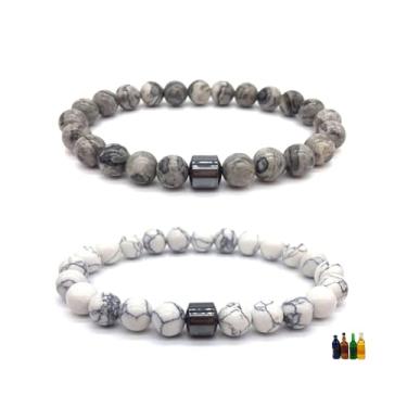 Imagem de 2 peças de pulseira antiálcool para homens/mulheres parar de beber álcool manifestação pulseira alivia ansiedade estresse joias presentes, NO, Pedra, Sem Pedra Preciosa
