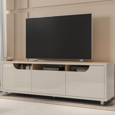 Imagem de Rack para TV Até 60 Polegadas Madagascar 2 Portas 1 Gaveta Off White/Noce - Pnr Móveis