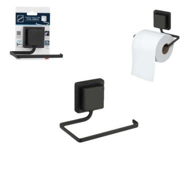 Imagem de Suporte Papel Higiênico Parede Adesivo 3m Aço Sem Furos Luxo - Arthi, 