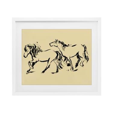 Imagem de Stupell Industries Horses in Motion Galope Impressão emoldurada branca sob o vidro design por Victoria Barnes, 43 x 53 cm