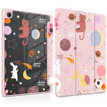 Imagem de MEEgoodo Capa para Samsung Galaxy Tab A9 Plus 27.9 cm 2023 com suporte para caneta S, capa para tablet com revestimento traseiro de acrílico transparente + suporte de três dobras + despertar/hibernar