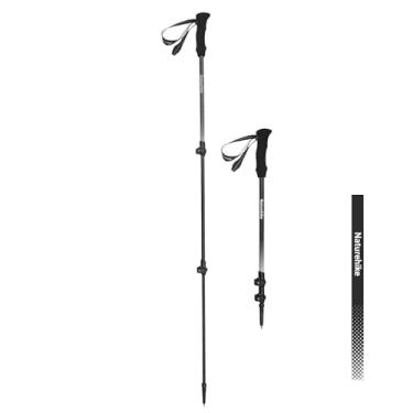 Imagem de Naturehike 1 peça de fibra de carbono 3K mastro de trekking dobrável e telescópico 3 seções ultraleve para mulheres e homens, mastro de caminhada, viagem, mochilão, acampamento (preto carbono/135 cm)