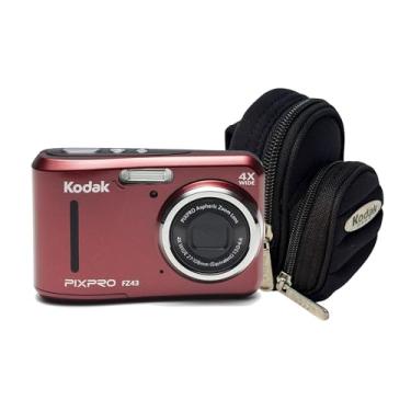 Imagem de KODAK PIXPRO FZ43 Câmera digital de 16 MP (vermelha) com capa para câmera Lowepro Newport 10 (preta/vermelho pimenta)