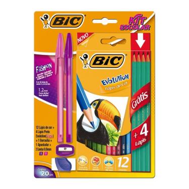 Imagem de Kit escolar Fashion com 20 itens - Bic