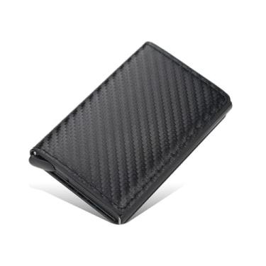 Imagem de Carteira Antifurto Slim RFID em Couro PU Premium | Compacta, Resistente, Ejeção Automática de Cartões