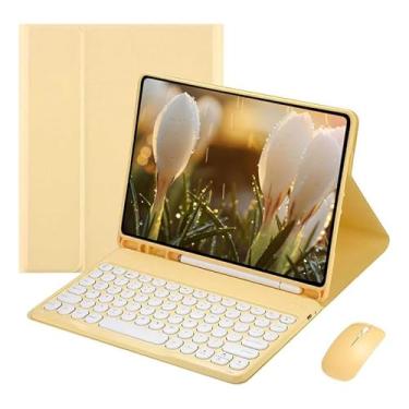 Imagem de Kit Capa para iPad 9/8/7 Geração : Capa para Tablet + Teclado com teclas redondas + Mouse