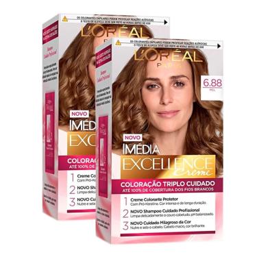 Imagem de Kit 2 Tintura Creme Imédia Excellence L`oréal néctar das flores 6.88 Kit