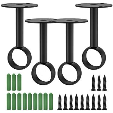 Imagem de Aopin Suportes de varão de armário de cortina com acabamento preto fosco 25 mm / 2,5 cm suportes de montagem no teto de cortina suportes de haste de aço inoxidável, suportes de soquete de poste de