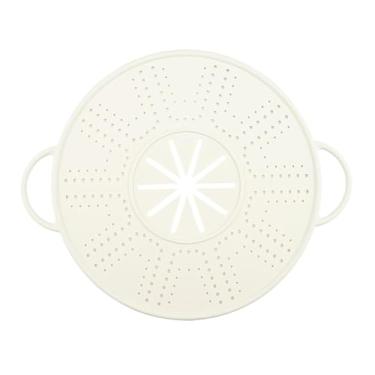Imagem de predolo Tampa de silicone antiderramamento, tela de silicone antirrespingos, multiuso, redonda, proteção contra respingos de óleo, capa antitransbordamento, Branco