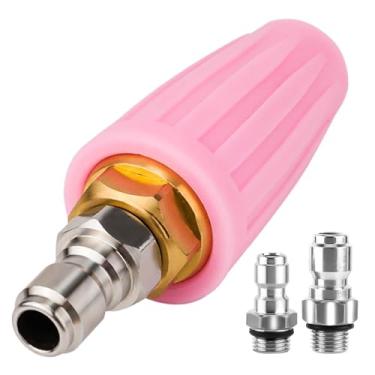 Imagem de Pontas de lavadora de pressão com bocal turbo, 4000PSI máx. 4,0 GPM, adaptador giratório de bocal turbo com conectores rápidos de 1/10.2 cm 3/20.3 cm para carro e exterior (rosa)