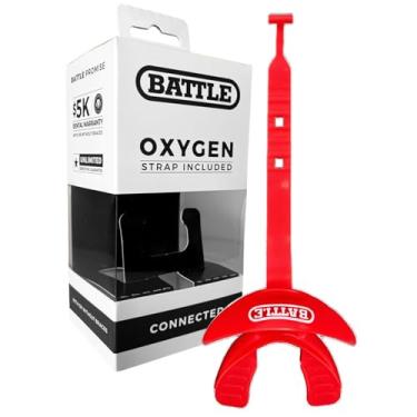 Imagem de Battle Protetor labial de oxigênio com alça conectada, futebol e equipamentos esportivos, suprimento máximo de oxigênio, bocal serve com ou sem suspensórios - tamanho único, vermelho claro