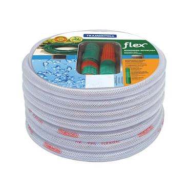 Imagem de Mangueira Tramontina Flex de 1/2" para Jardim com Engates Rápidos e Esguicho - 10m - Gelo