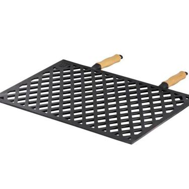 Imagem de Grelha Vazada em Ferro Fundido com Cabo Madeira 33x50Cm