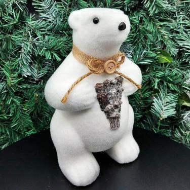 Imagem de Ursinho Charmoso Polar Decoração Natalina Em Isopor De 26cm