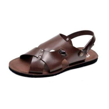 Imagem de Sandália Chinelo Masculino Âncora Couro Legitimo Linha Conforto Reta O