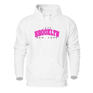 Imagem de Moletom Agasalho Canguru Flanelado Confortavel Estampa Brooklyn Com Capuz Ajustavel