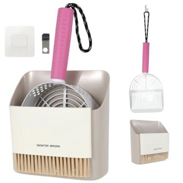 Imagem de KHZSPP Mini colher e suporte de areia para gatos, pá profunda de peneiração rápida, suporte destacável para guardar espaço para jardinagem ao ar livre em casa, fácil de limpar (branco)