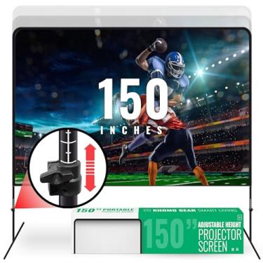 Imagem de KHOMO GEAR Tela do Projetor e Suporte com Altura Ajustável, Tela do Projetor Interno e Externo de 150 Polegadas com Bolsa de Transporte para Escritório e Home Theater Tela do Projetor Portátil ...
