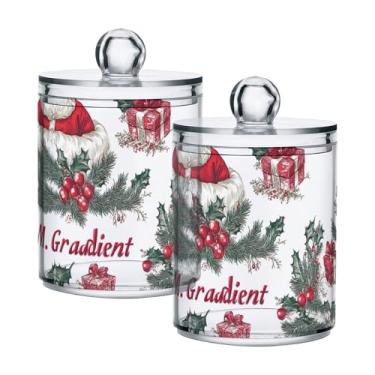 Imagem de xigua Pacote com 4 lindos suportes de Natal para bolas de algodão, cotonete – Frasco de plástico de boticário de armazenamento versátil transparente de 4 ml para banheiro e organização de