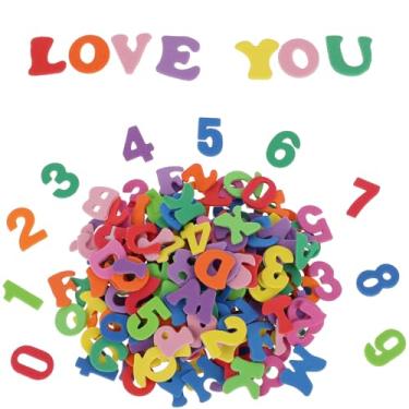 Imagem de IANFAN 260 adesivos de letras de espuma, letras coloridas de espuma EVA para artesanato, alfabeto 130 e 130 adesivos de números para decoração de festas, material escolar e arte infantil