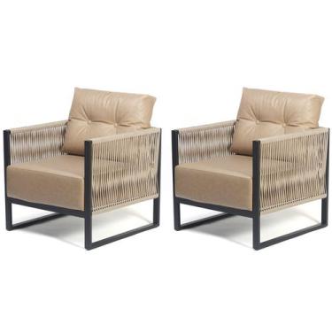 Imagem de Poltrona Corda Nautica - Varanda, Sacada, Sala, Estar - Caramelo - Kit