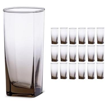 Imagem de Copo Vidro 320ml (Suco, água) BALI SOLID kit com 18 Cinza - PRATICASA,